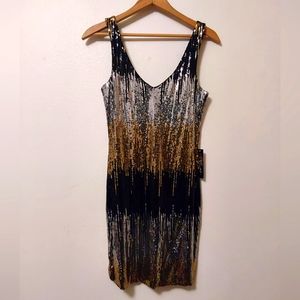 SEQUENCE Holiday Comfy Dress Metallic Large New Never Worn